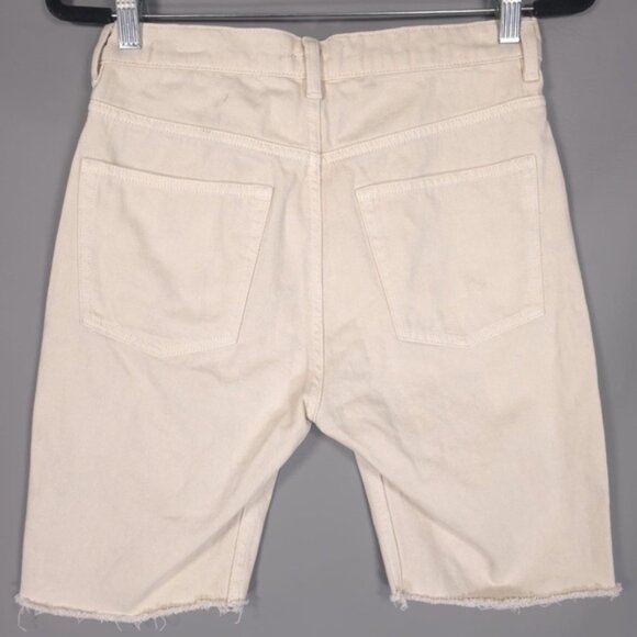 STOCKHOLM ATELIER & Other Stories Denim Shorts Raw Hem Button Fly Cotton Size 27 - Picture 2 of 12